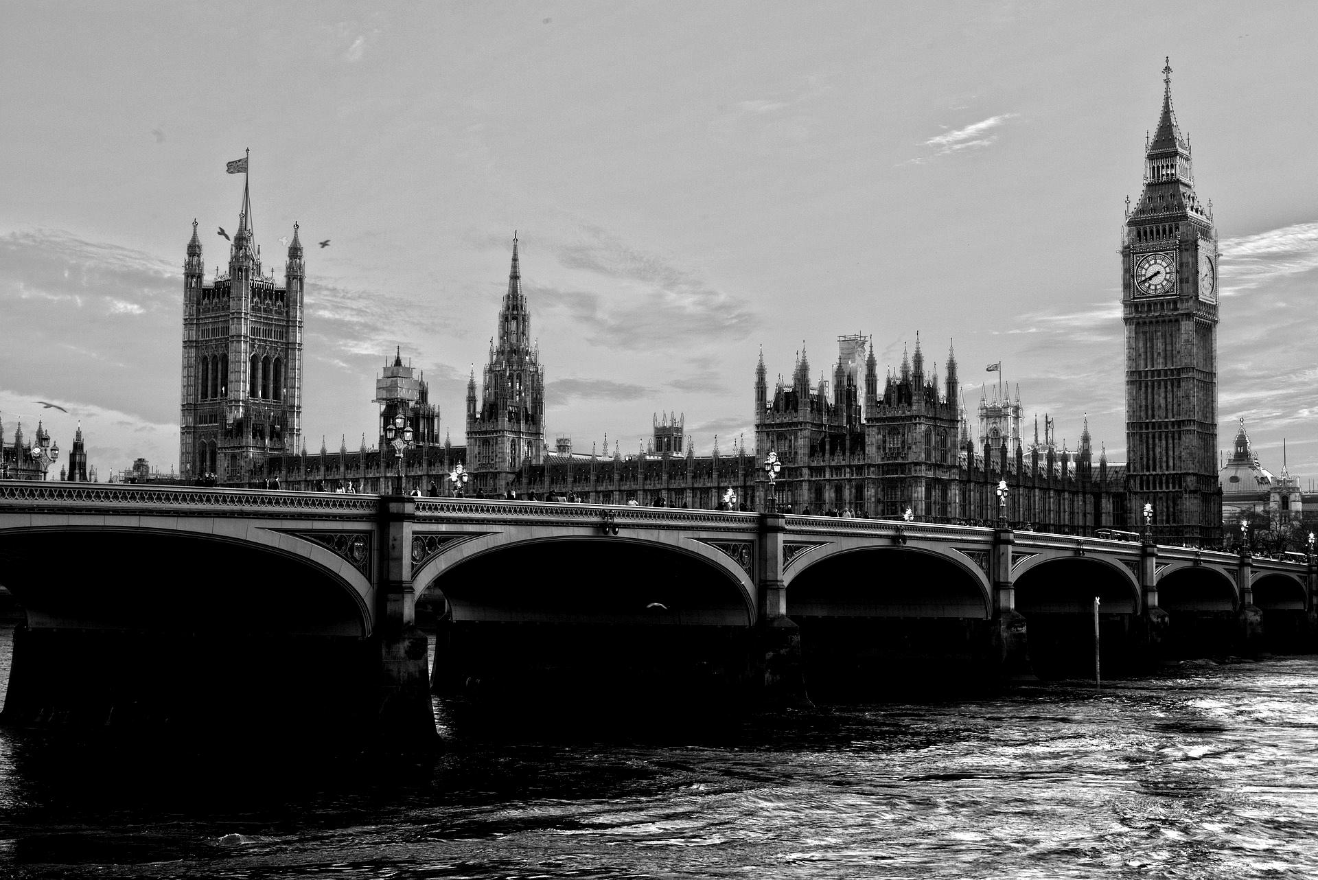 uk state pension houses of parliment black and white